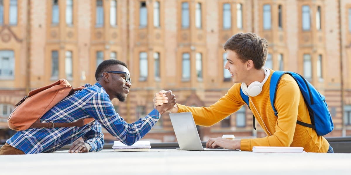 Students and professionals collaborating on global opportunities